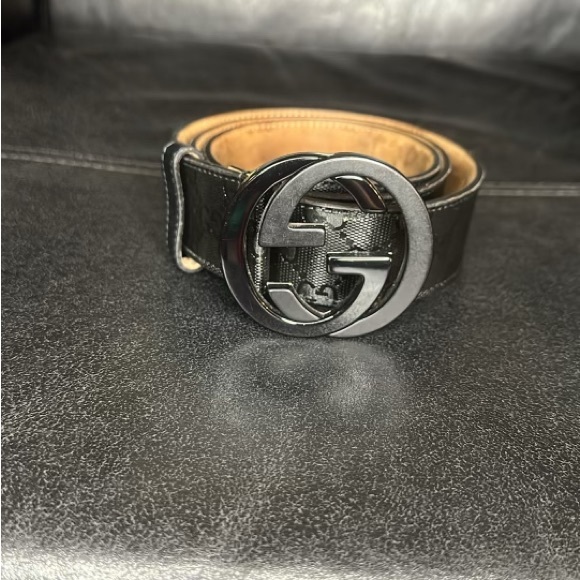AUTHENTIC MEN GUCCI BLACK BELT - Picture 1 of 11
